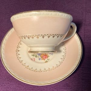 Vintage Homer Laughlin Marilyn Pink teacup and saucer.
